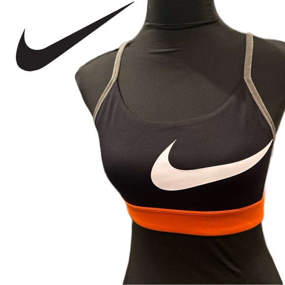 Nike dri-fit Pro Intertwist Epic Lux Icon Sports Bra‎ Black and Orange - Size M - Picture 1 of 3